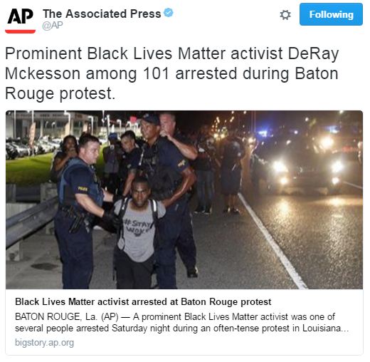 The AP tweet about the arrest