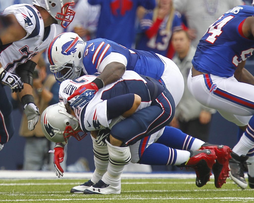 The Bills’ Marcell Dareus would love the chance to sack the Patriots’ Tom Brady like he did here in 2012.			
		Mark Mulville  Buffalo News