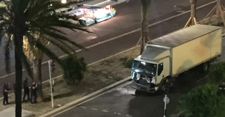 The cargo truck drove into a crowd at the Promenade des Anglais