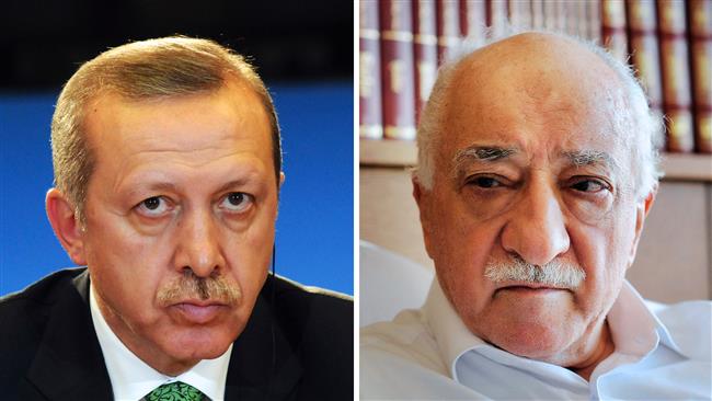 The combo image shows Turkish President Recep Tayyip Erdogan and Turkish Muslim preacher Fethullah Gulen