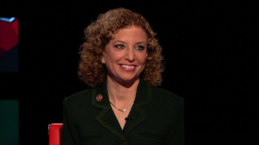 The head of the Democratic National Committee Debbie Wasserman Schultz appears on CNN's Crossfire Tuesday