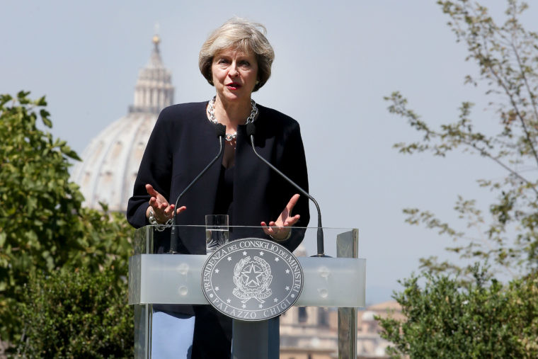 Theresa May was in Italy holding talks with Italian prime minister Matteo Renzi