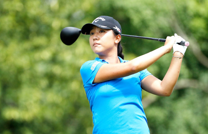 Lydia Ko of New Zealand watches her drive on the fifth hole during the second round of the Marathon Classic at Highland Meadows Golf Club in Sylvania Ohio Friday. — AFP