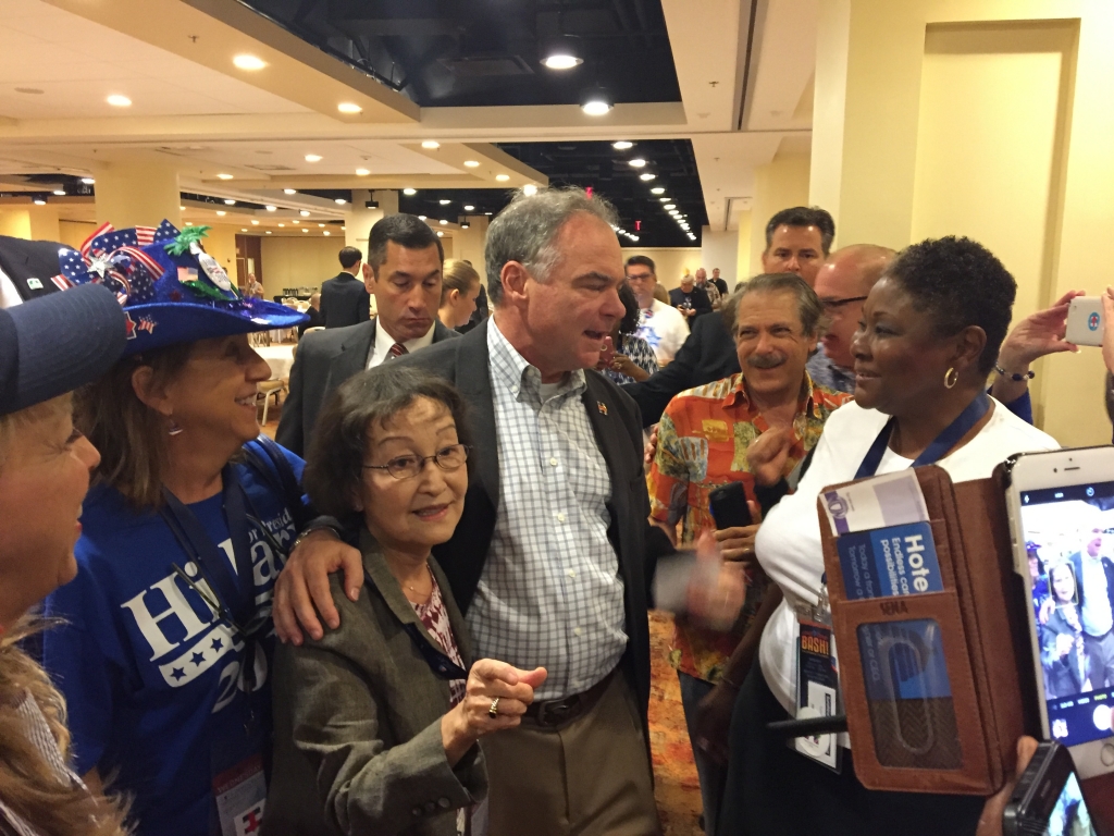 Tim Kaine visits Florida delegates this morning in Philadelphia