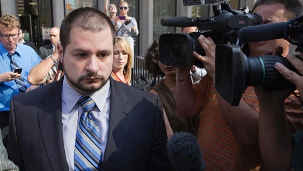 Toronto police officer Constable James Forcillo leaves the court after being let out on bail in Toronto