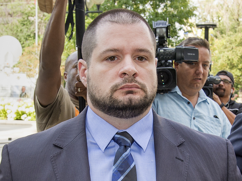 Toronto Police Services constable James Forcillo arrives at a Toronto courthouse Thursday for his sentencing after being found guilty of attempted murder in death of Sammy Yatim who was shot while on a TTC streetcar