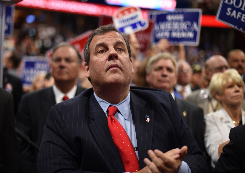 New Jersey Governor Chris Christie attends the first day of the Republican National Convention