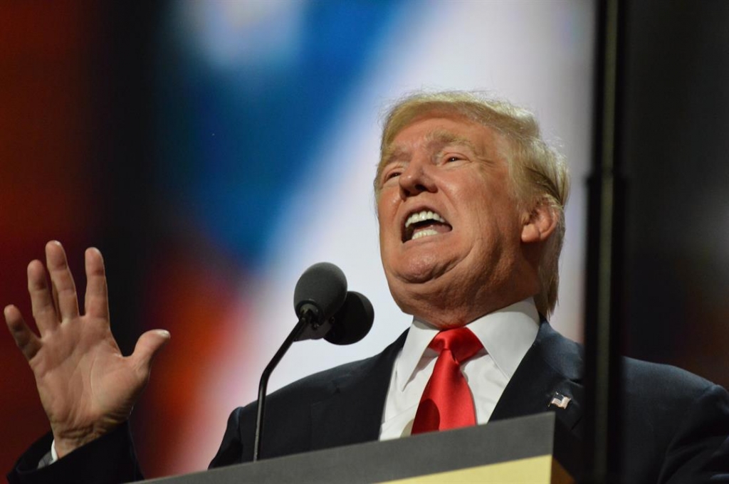 Donald Trump at the Republican National Convention in Cleveland Ohio after Trump delivered his presidential nomination acceptance speech