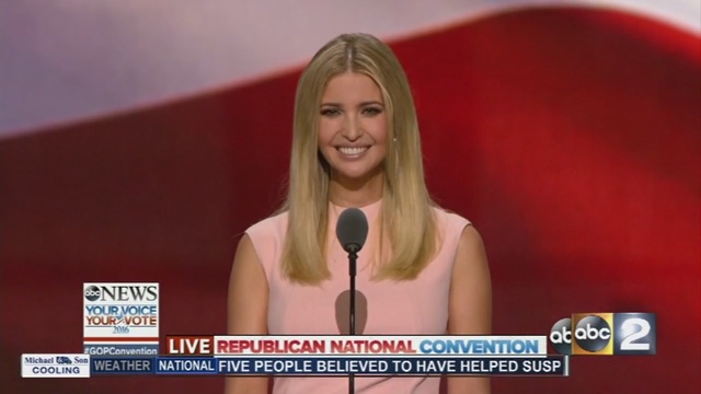 Ivanka Trump daughter of Republican U.S. presidential nominee Donald Trump speaks during the final session of the Republican National Convention in Cleveland Ohio