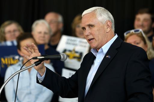 Indiana Gov. Mike Pence launches his campaign for re-election during an event in Indianapolis. Pence will meet with presumed Republican presidential nominee Donald Trump over the weeken