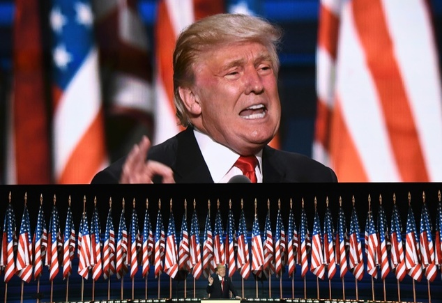 US Republican presidential candidate Donald Trump delivers a speech on the last day of the Republican National Convention