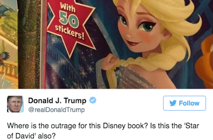 Donald Trump tweeted an image of a poster promoting the film'Frozen to defend his previous tweet of a six-pointed star