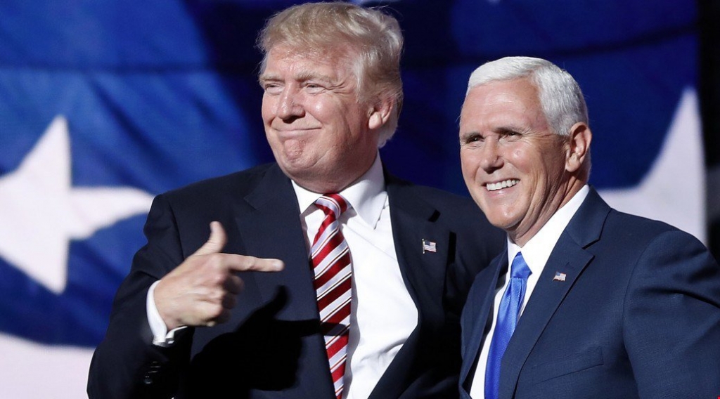 Rejected! Donald Trump aims an awkward air kiss at vice-nominee Mike Pence