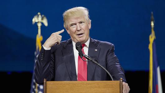 Donald Trump presumptive Republican presidential nominee speaks during the Western Conservative Summit in Denver Colorado U.S