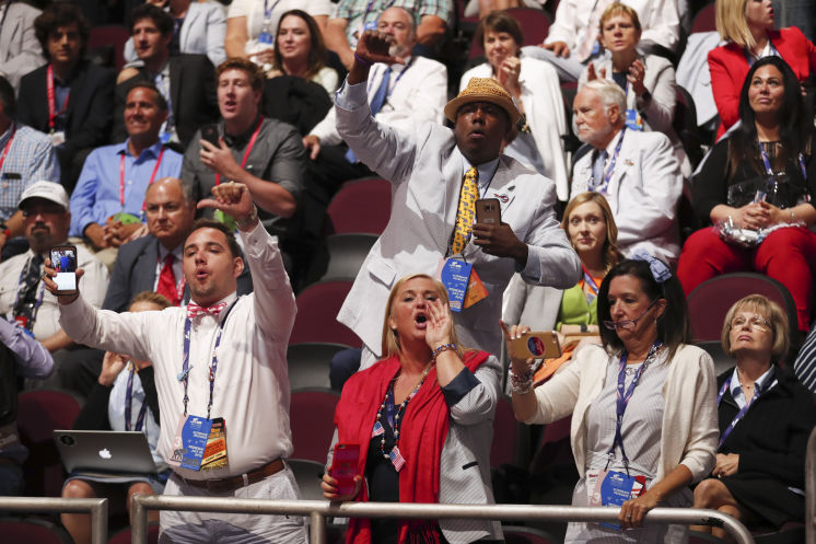 Conventioneers boo as Ted Cruz speaks at the Republican National Convention in Cleveland on Wednesday night. That discordant note the plagiarism controversy linking Hillary Clinton to Satan &#8212 it all added up to a sour spectacle