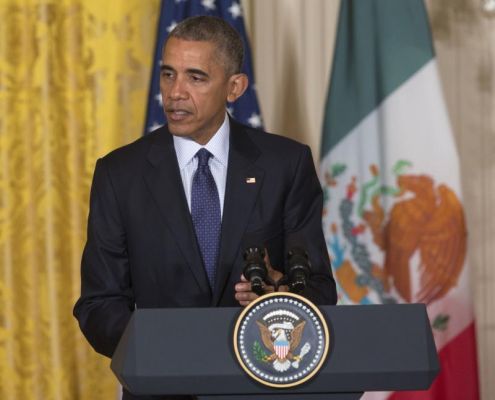 President Barack Obama speaks during a joint news