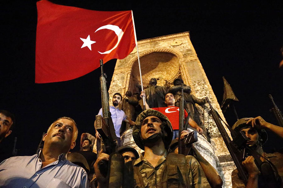 Turkish soldiers stand guard at the Taksim Square in Istanbul Turkey 16 July 2016. Credit Sedat Suna  EPA