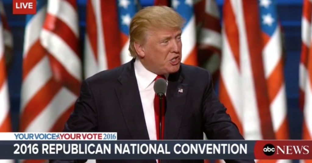 Trump spoke for the first time as the Republican nominee and took direct aim at Hillary