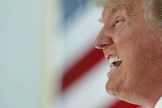 U.S. Republican presidential candidate Donald Trump speaks at a campaign rally in Nashua New Hampshire