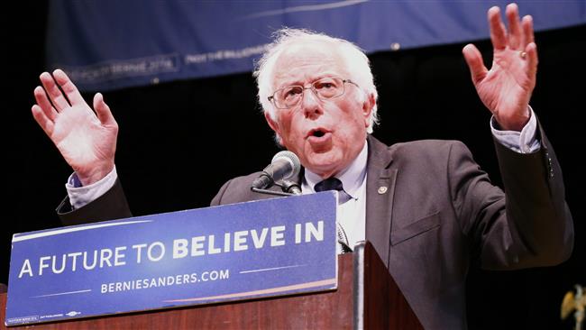 US Democratic Presidential Candidate Bernie Sanders speaks during a campaign event in New York