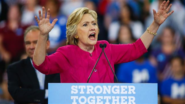 US Democratic presidential nominee Hillary Clinton speaks to supporters during a rally in Philadelphia Pennsylvania