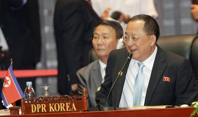 North Korea Foreign Minister Ri Yong Ho attends the 23rd Asean Regional retreat meeting in Vientiane Laos Tuesday