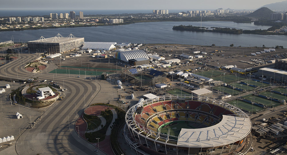 The Olympic Park of the 2016 Olympics is seen from the air in Rio de Janeiro Brazil Monday