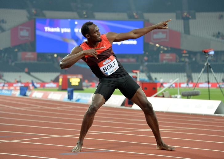 Jul 22 2016 London United Kingdom Usain Bolt poses after winning the 200m in 19.89 in the London Anniversary Games during an IAAF Diamond League meet at Olympic Stadium. Mandatory Credit Kirby Lee-USA TODAY Sports