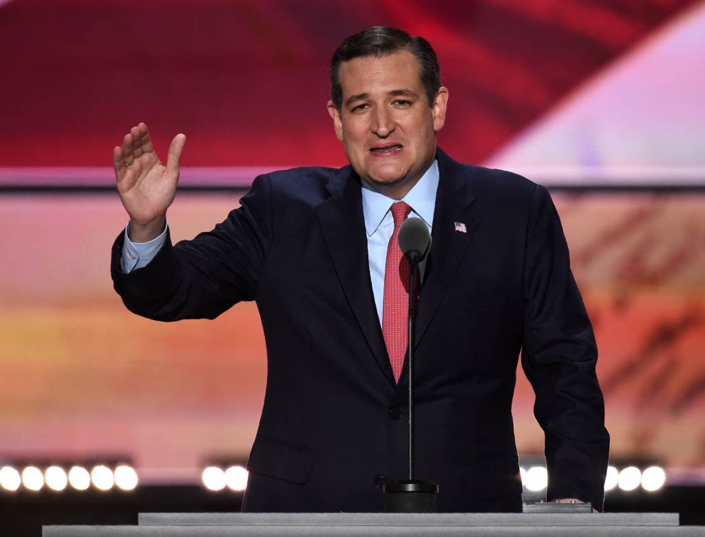 US Senator Ted Cruz of Texas speaks on the third day of the Republican National Convention in Cleveland Ohio