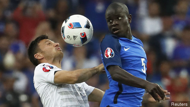 France's N'Golo Kante in action with Albania's Ledian Memushaj