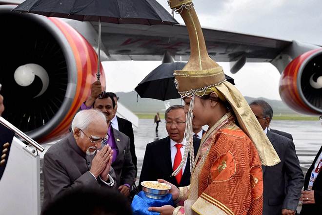 Vice President Hamid Ansari today arrived here in the Mongolian capital to attend the 11th Asia Europe Meeting Summit