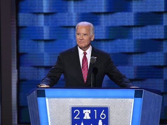 Vice President Joe Biden speaks during the 2016 Democratic National Convention at Wells Fargo Center