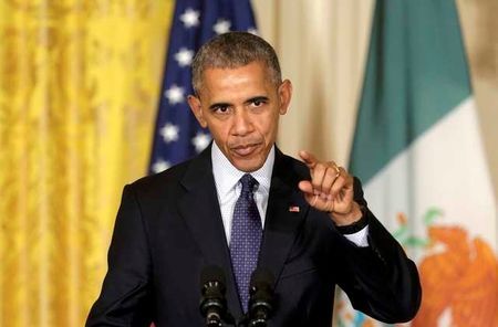 US President Obama and Mexico President Pena Nieto hold news conference at White House in Washington