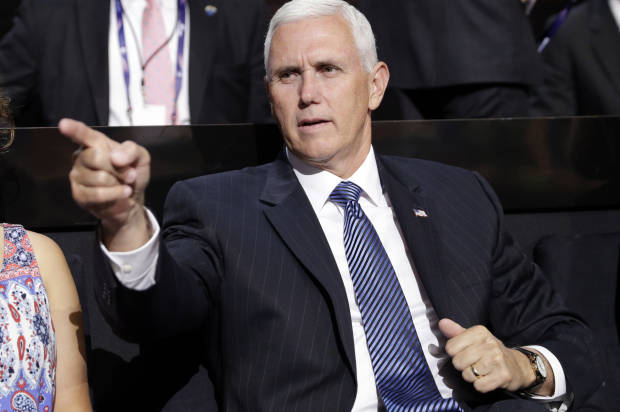 Gov. Mike Pence speaking in Novi July 28