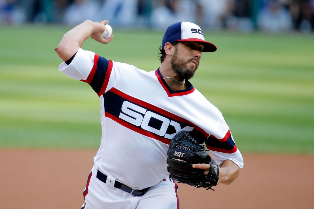 CHICAGO IL- JULY 26 James Shields #25 of the Chicago White Sox pitches against the Chicago Cubs during the first inning at U.S. Cellular Field