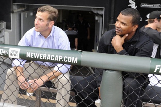 White Sox executives Rick Hahn left and Kenny Williams