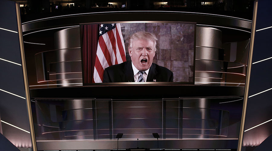 Republican U.S. presidential nominee Donald Trump speaks live via satellite from Trump Tower in New York City during the second session at the Republican National Convention in Cleveland Ohio