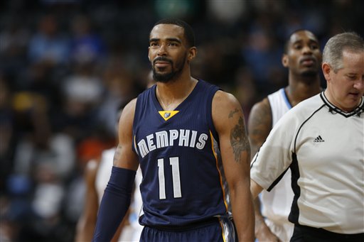 Memphis Grizzlies guard Mike Conley in the second half of an NBA basketball game Monday Feb. 29 2016 in Denver. Memphis won 103-96