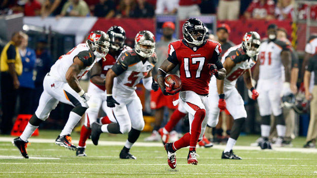 Wide receiver Devin Hester #17 of the Atlanta Falcons returns a punt