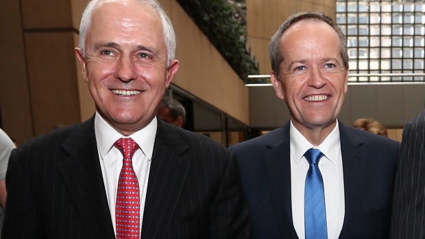 Winners and grinners Malcolm Turnbull and Bill Shorten