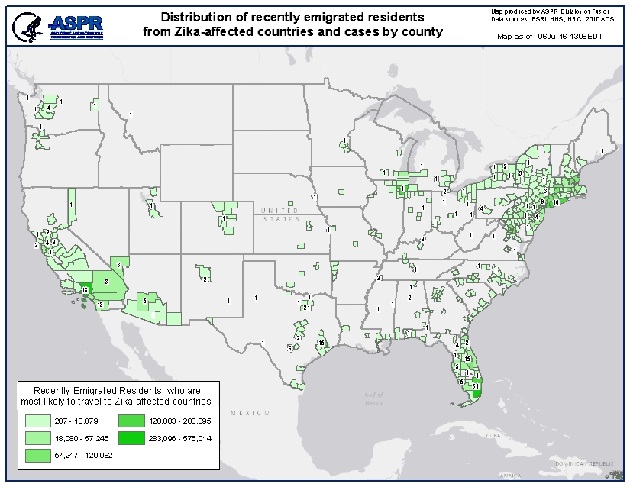 Zika counties map