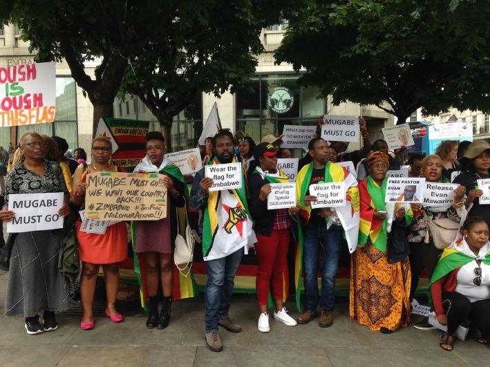 Zimbabweans living in the UK gathered in London to support the stay away in their home country