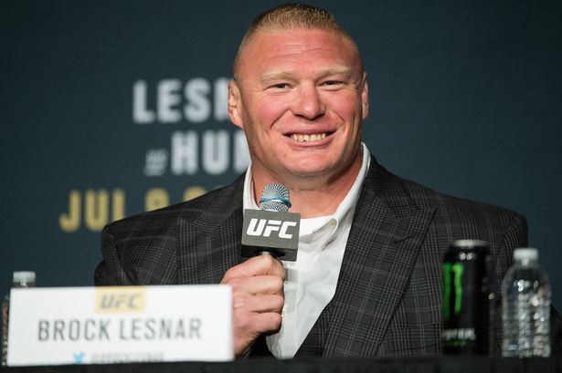 Brock Lesnar speaks to the media during the UFC 200 Press Conference in KA Theater at MGM Grand Hotel & Casino