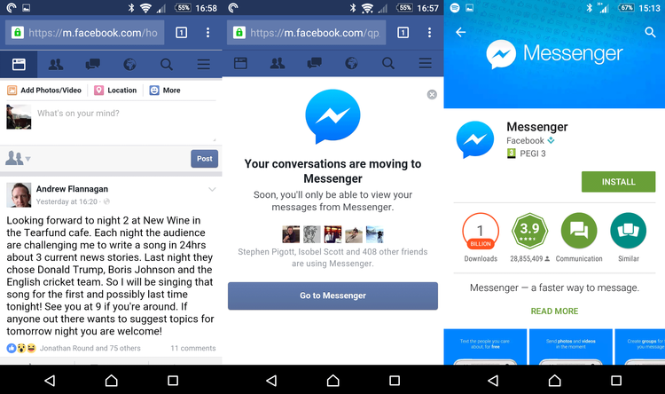 Send a Facebook message without Facebook Messenger