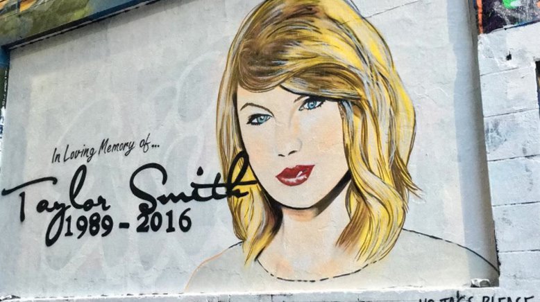 That Taylor Swift memorial has been changed to Kanye West's face