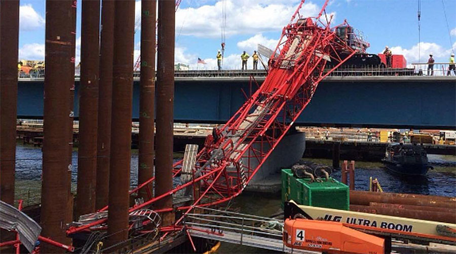 Tappan Zee Bridge crane collapse blocks traffic in all lanes