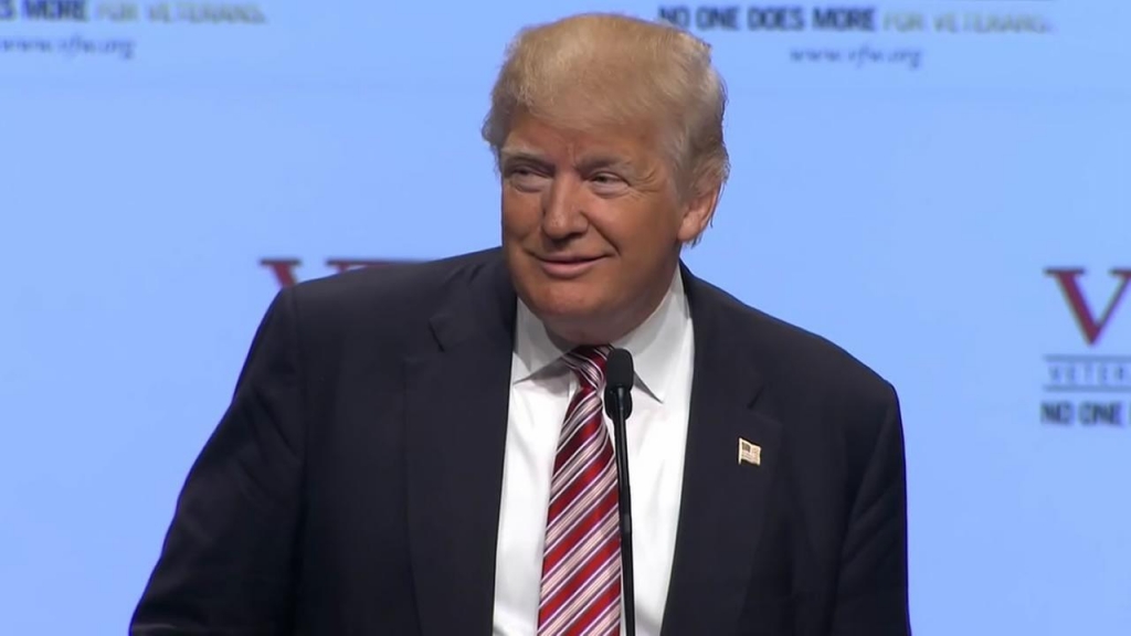 Donald Trump speaks to the VFW Convention in Charlotte