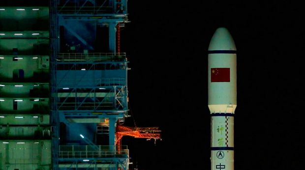 A Chinese rocket awaits launch at the Jiuquan Satellite Launch Centre