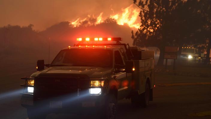 A Forest Service vehicle near the Sand Fire in Santa Clarita California