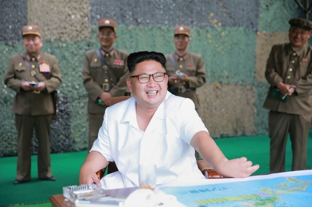 North Korean leader Kim Jong Un inspects a drill for a ballistic missile launch by the Hwasong artillery units of the Korean People's Army in undated